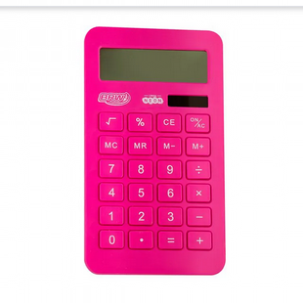 CALCULADORA GRANDE 10 DIGITOS NEON ROSA