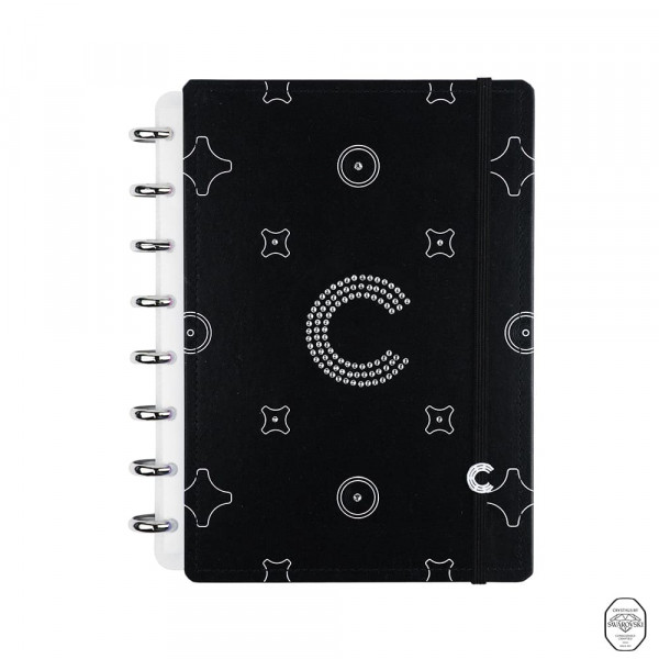 CADERNO CI MONOGRAM BLACK CRYSTALS - MEDIO