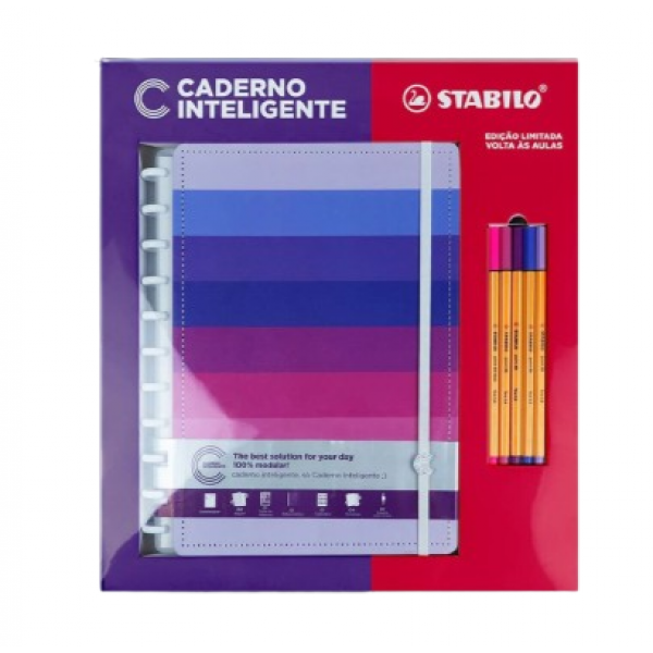 CADERNO SHADES OF BLUE - GRANDE - COMBO STABILO